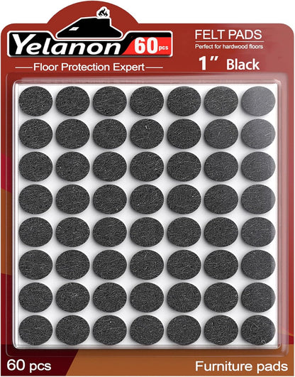 Felt Furniture Pads -182 Pcs Premium Felt Pads for Chair Legs Furniture, Floor Protectors for Hardwood Floors, Black