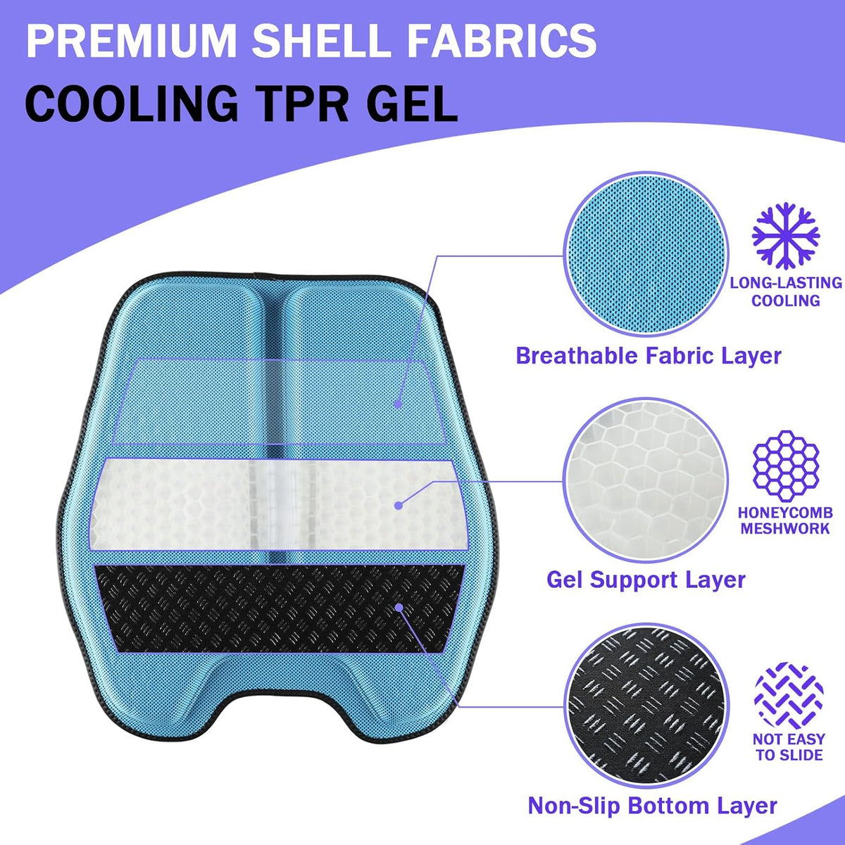 Soft Thin Gel Seat Cushion with 1 Inch Gel - Sciatica Relief