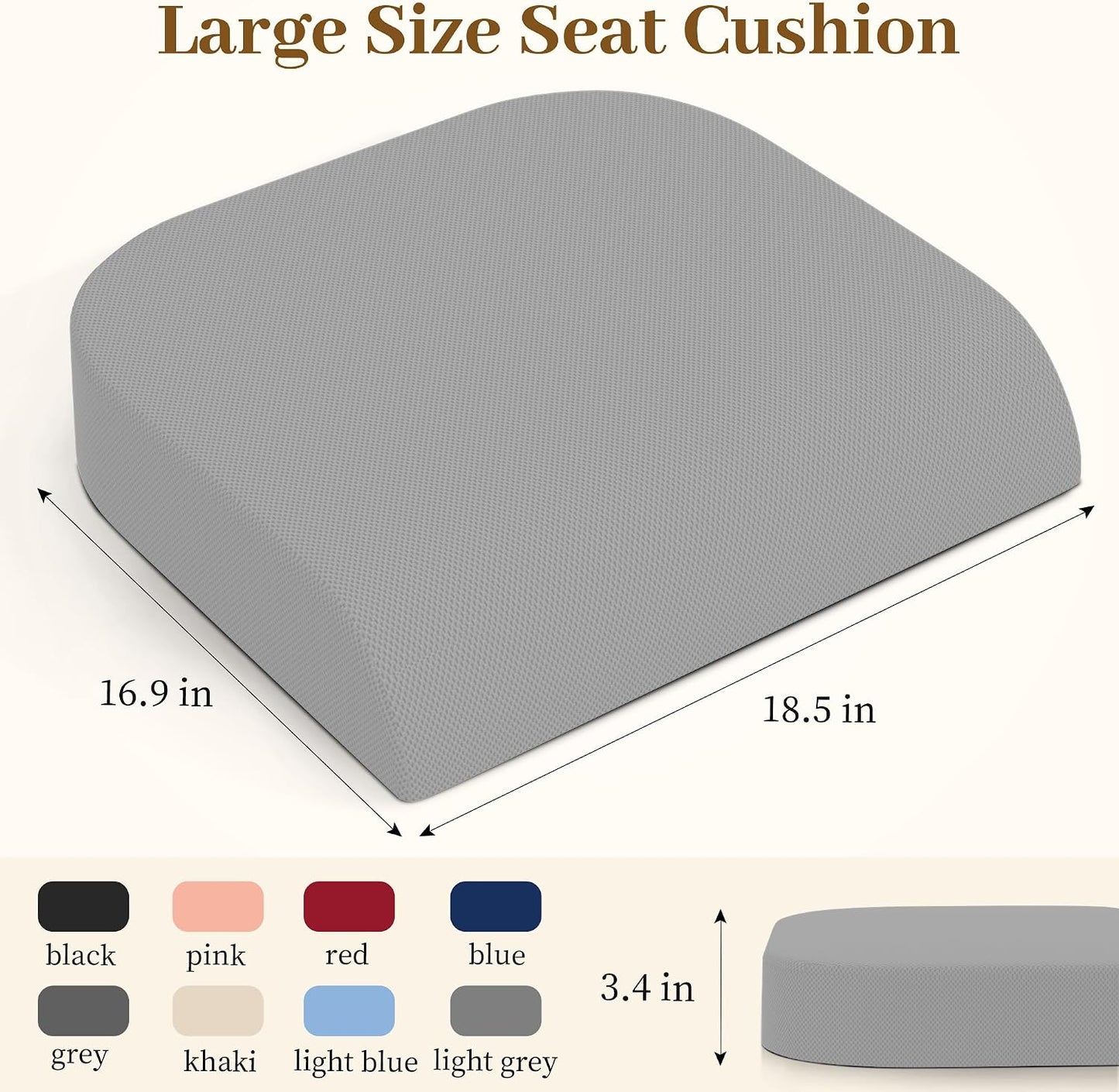 TranquilRelax Memory Foam Seat Cushion for Office Chair, 3-Inch, Black | Medium-firm Support for Long Sitting, Washable Mesh Cover, Non-slip Base, Perfect for Car Seats & Short Drivers