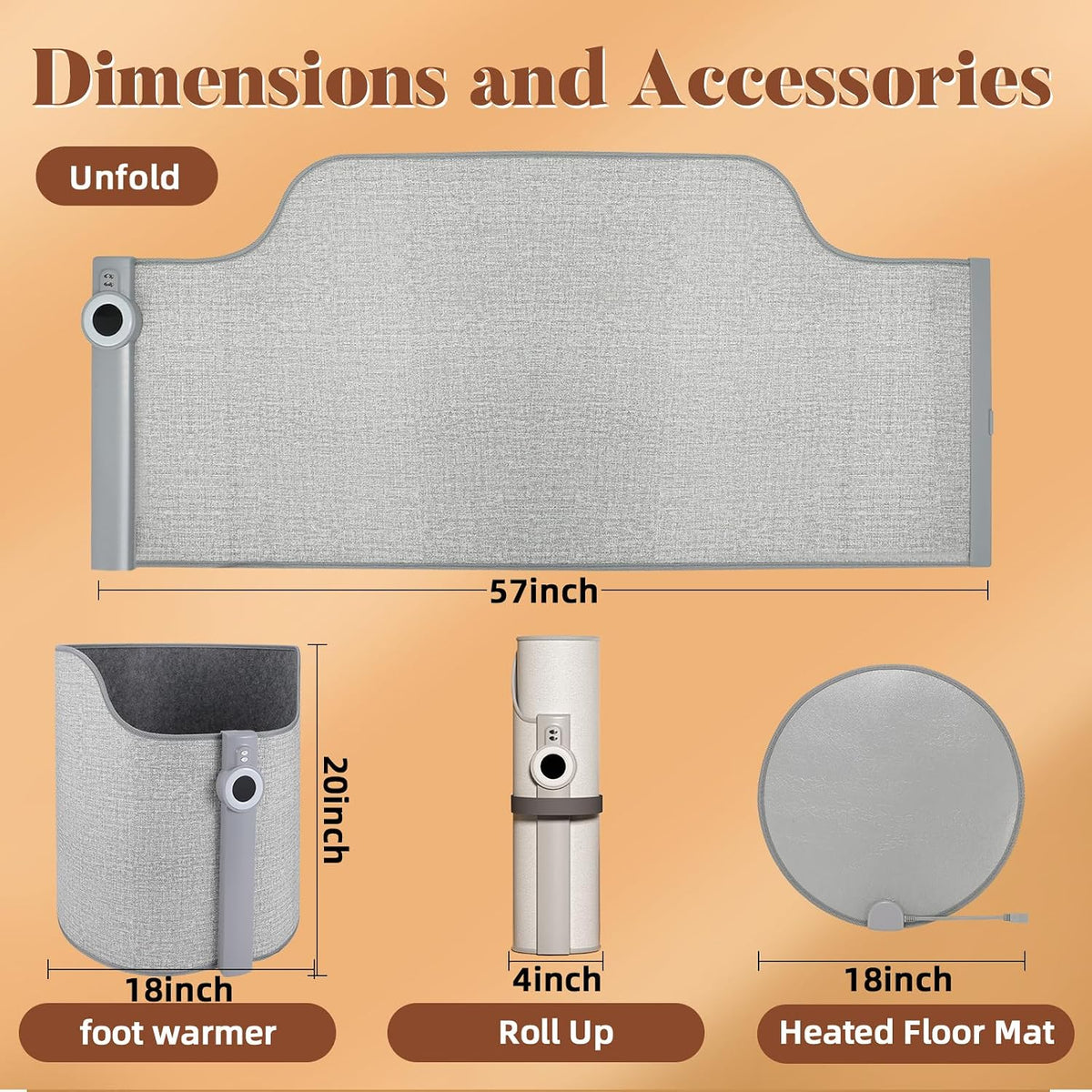 Under Desk Heater - Electric Foot Warmer for Office & Home, Quiet Heated Floor Mat with Auto Shut Off & Body Sensing Switch
