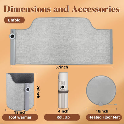 Under Desk Heater - Electric Foot Warmer for Office & Home, Quiet Heated Floor Mat with Auto Shut Off & Body Sensing Switch