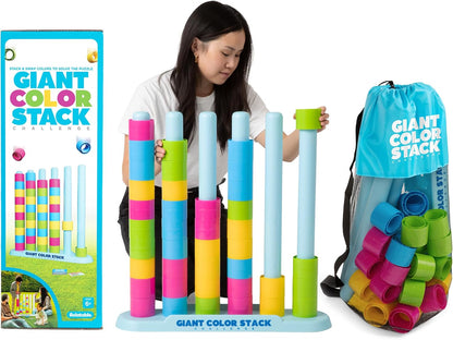 Giant Color Stack Challenge by Relatable - Nappa Award 2025 Winner, Strategy Stacking Game with 50 Puzzles, Backyard & Lawn Activity for Summer Parties, Outdoor Fun for Families & Groups, Ages 6+