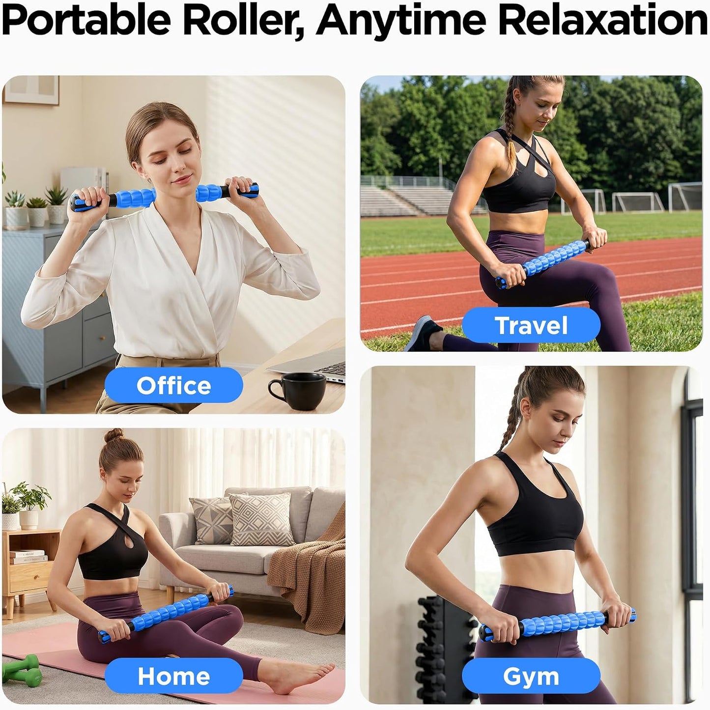 Wooden Cellulite Massage Roller for Legs and Thighs - Handheld Fascia Blaster Tool for Muscle Relief, Lymphatic Drainage & Body Sculpting - Anti Cellulite Massager for Women and Men (12 Wheel)