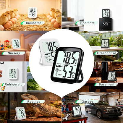 2 Pack Room Thermometer Indoor Hygrometer | Monitor Temperature & Humidity, Accurate, Fast Read, Easy To View, Magnetic/Kickstand/Hanging, ℉/℃, w/ Battery, Compact