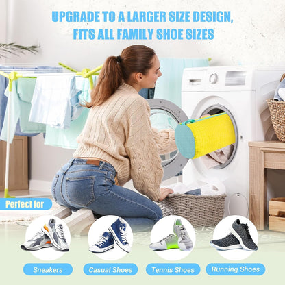 Shoe Washing Machine Bag, 2 PC Reusable XXL Shoes Laundry Bag for sneakers | Wash bags for washer and dryer, with concealed heavy-duty zipper to protects shoes & machine, Cleaning bag for tennis shoe