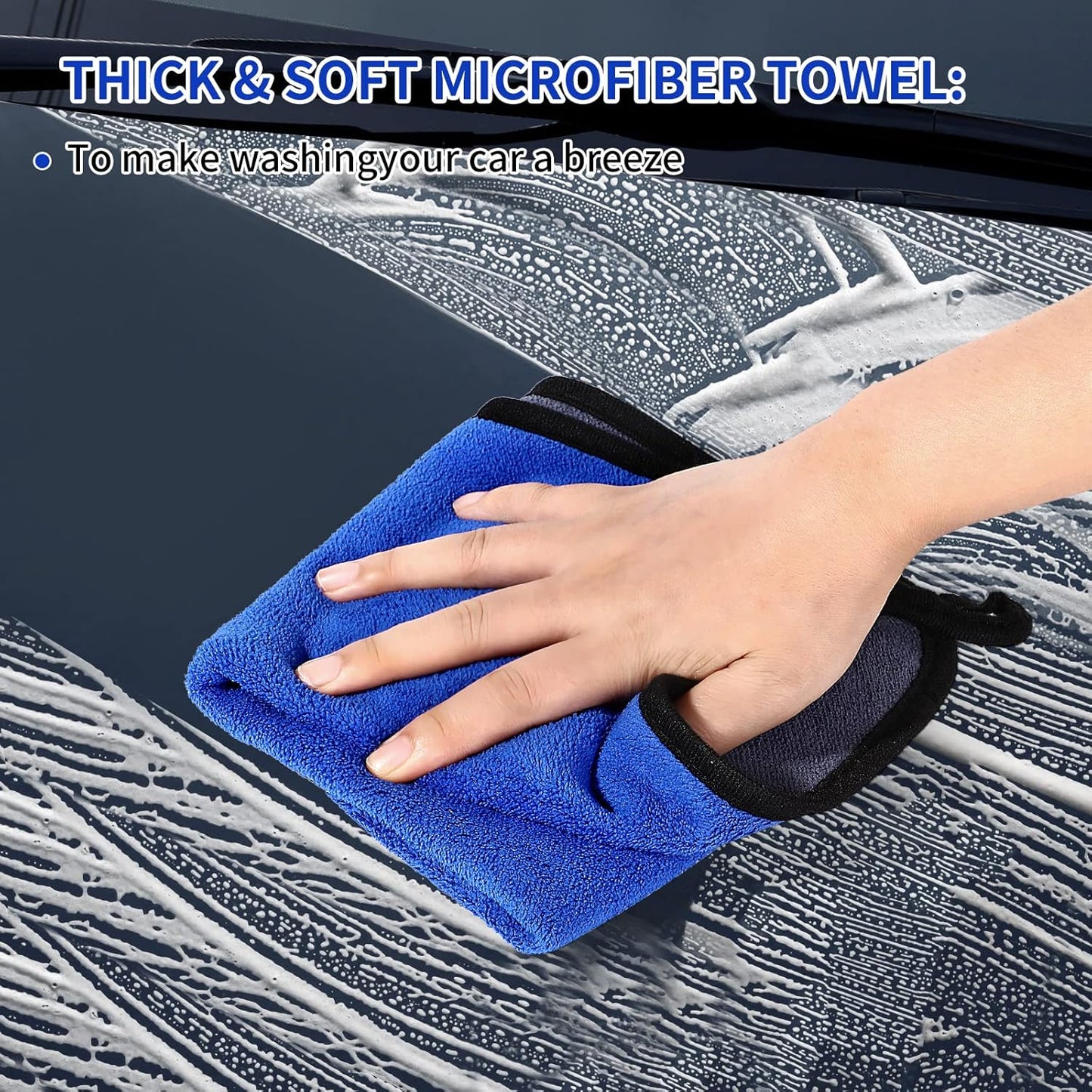 Wontolf 62'' Car Wash Brush Kit with Long Handle, Chenille Microfiber Car Wash Mop Mitt Scratch-Free Car Detailing Cleaning Brush Care Kit Car Cleaning Supplies for Cars RV Truck Boat