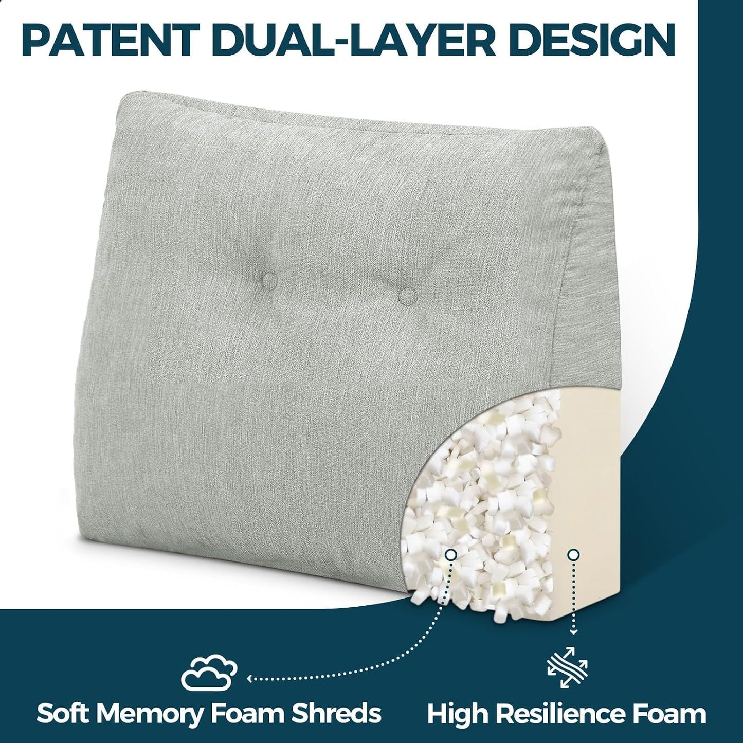 Back Support Pillow for Recliner Soft Dual Layer Lumbar Support Pillow with Shredded Memory Foam Ergonomic Orthopedic Couch Lumbar Cushions for Elderly Lower Back Pain Relief Dark Grey