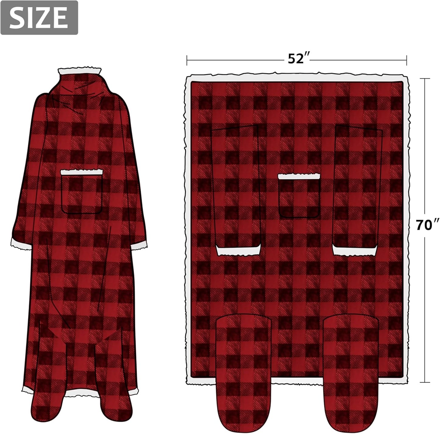 Catalonia Wearable Blanket with Sleeves & Foot Pocket for Adults | Soft Fleece Throw Wrap with Hands-Free Comfort, Perfect for Reading, TV Time & Relaxing, Christmas Gift for Women & Men