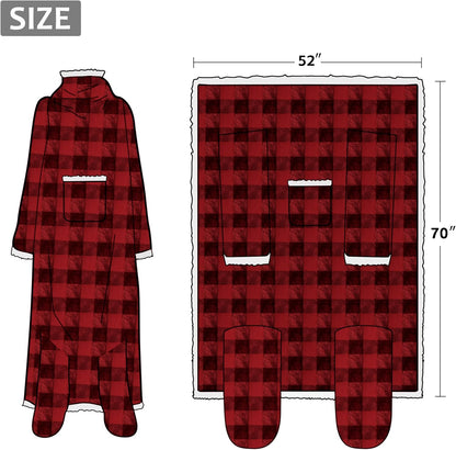 Catalonia Wearable Blanket with Sleeves & Foot Pocket for Adults | Soft Fleece Throw Wrap with Hands-Free Comfort, Perfect for Reading, TV Time & Relaxing, Christmas Gift for Women & Men