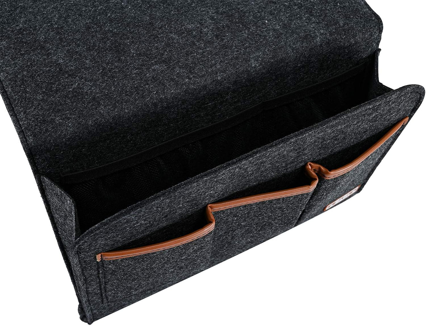 Zafit Bedside Caddy, Large Size Bedside Storage Organizer Bedside Organizer Caddy for Magazine Remotes Phone (13.4'' x 18.1'' Plus Size, Dark Grey)