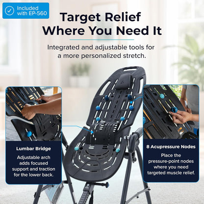 TEETER ComforTrak EP-560 Inversion Table, Decompression Surface for Full-Body Stretch, Ergo Embrace Ankle Supports, Integrated Accessories, UL Safety Certified, Heavy-Duty 300 lb Capacity
