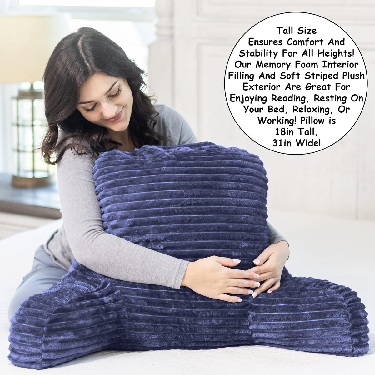 Homie Reading Pillow with Reading Light and Wrist Support, Has Arm Rests, and Back Support for Bed Rest, Lounging, Reading, Working on Laptop, Watching TV (Gray)