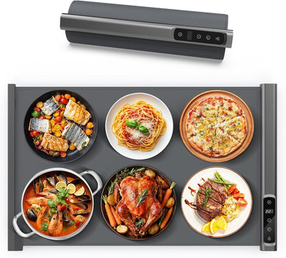 3-in-1 Expandable Warming Mat for Food, 7 Temp & 6H Timer, 54" x 16", Gray