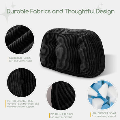 HIGOGOGO Lumbar Support Pillow for Recliner Chair/Accent Chair/Couch/Office Chair, Tufted Corduroy Back Support Cushion for Elderly, Recliner Cushions for Back Rest, Pain Relief, Reading, Dark Grey