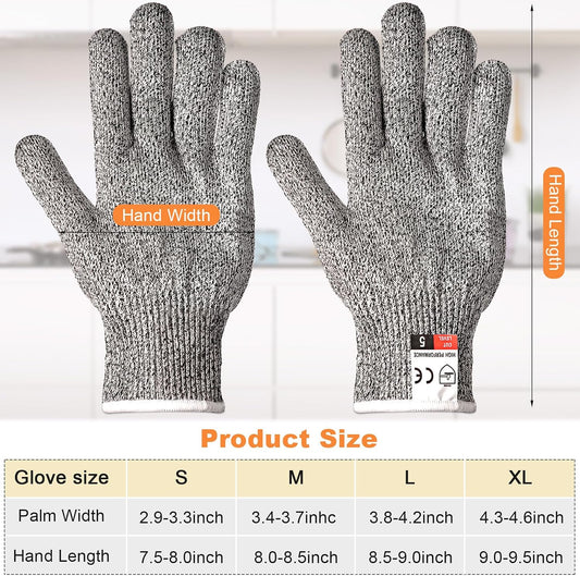 Potchen 15 Pairs Cut Resistant Gloves Level 5 Protection Cutting Safety Kitchen Anti Cut Gloves for Kitchen Fish and More (Medium)