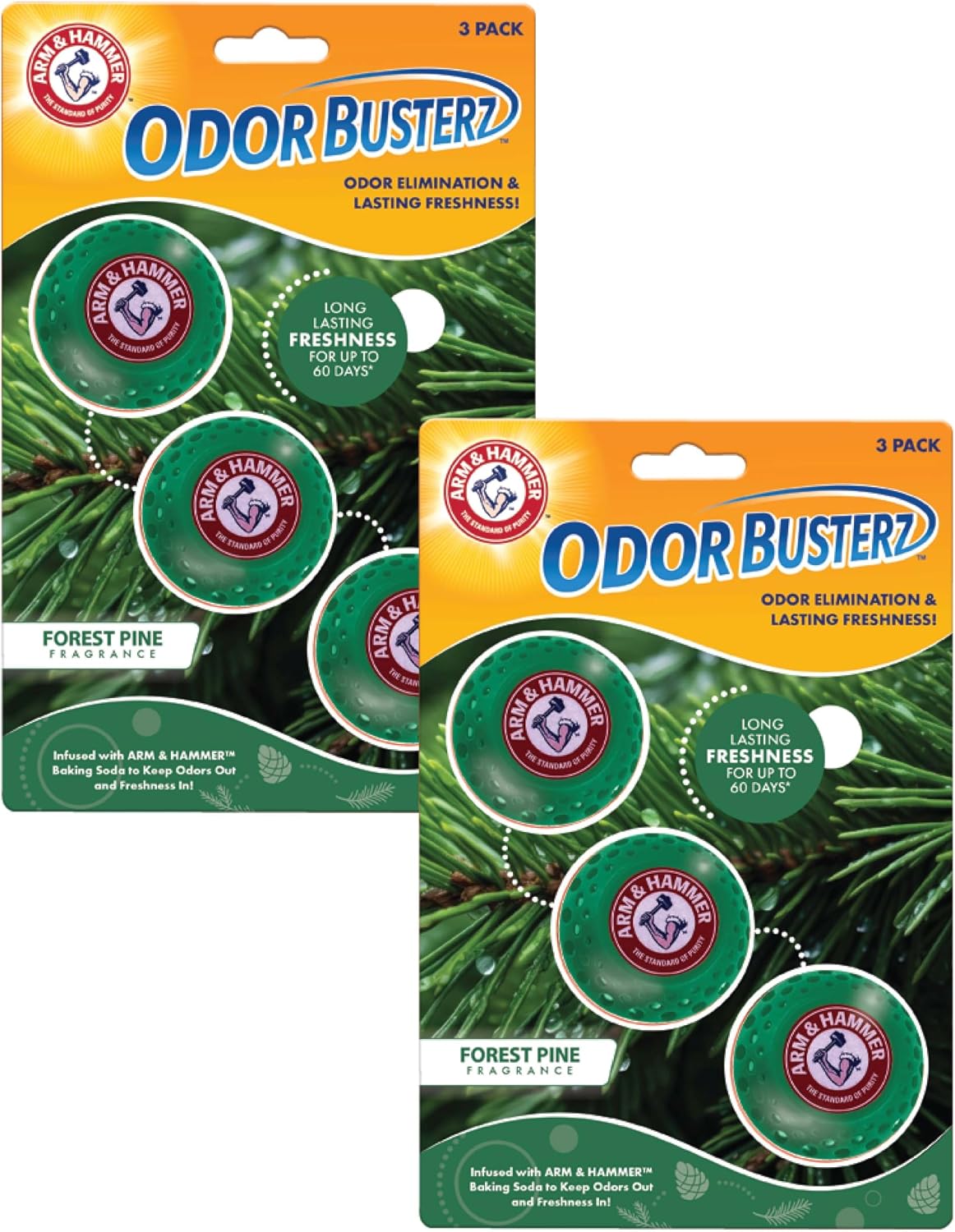 Arm & Hammer OdorBusterz® Odor Eliminator Balls, Clean Burst, 3 Count – Baking Soda Odor Control for Closets, Drawers, Hampers & Small Spaces