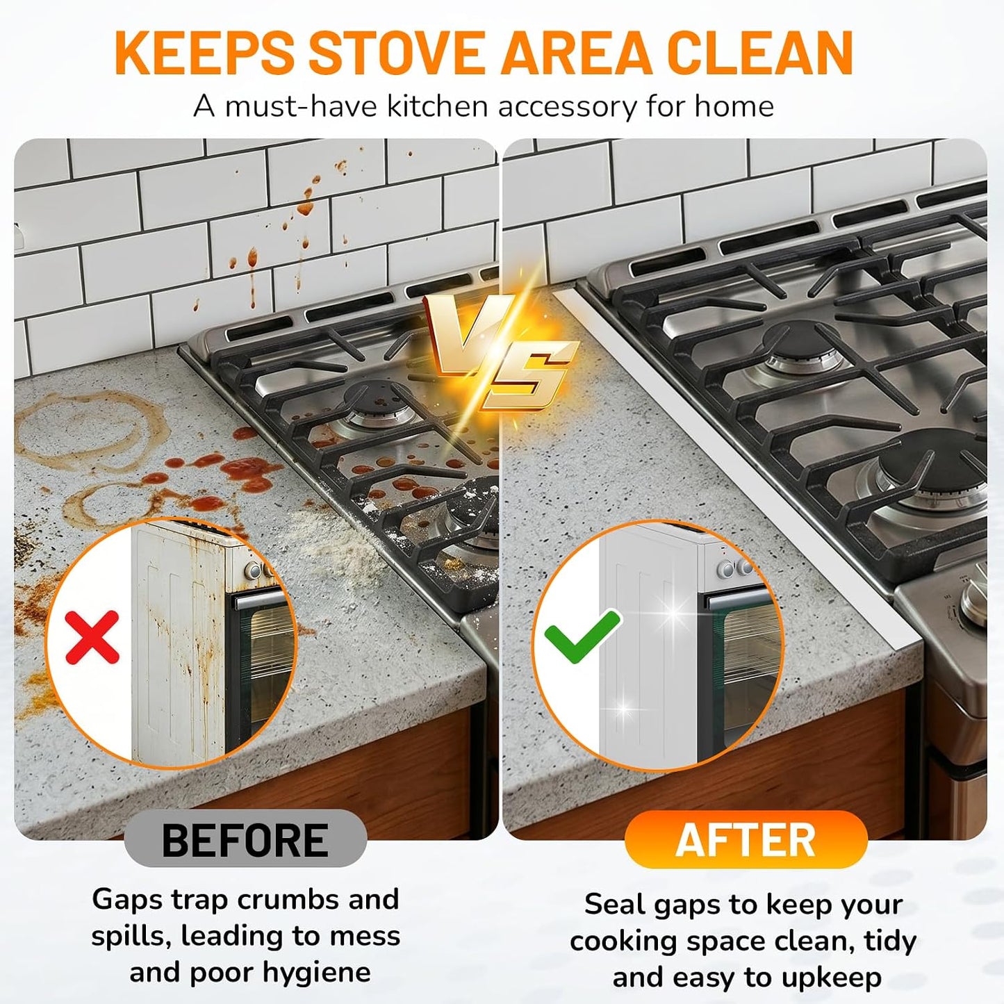 Stainless Steel Stove Gap Covers,Stove Gap Filler, Range Trim Kit, Stove Gap Guards, Heat Resistant and Easy to Clean, Easy retractable Length 13.8" to 27.5", Width 0.79",Black(2PCS)
