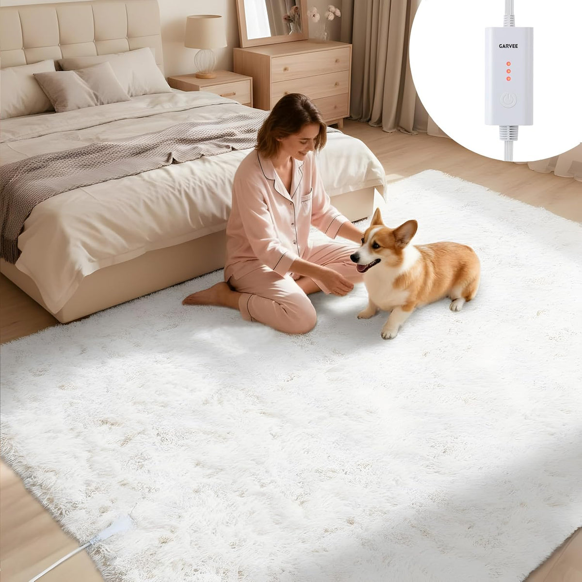 4x6 ft Electric Heated Floor Mat, Soft Plush Foot Warmer Area Rug, Grey