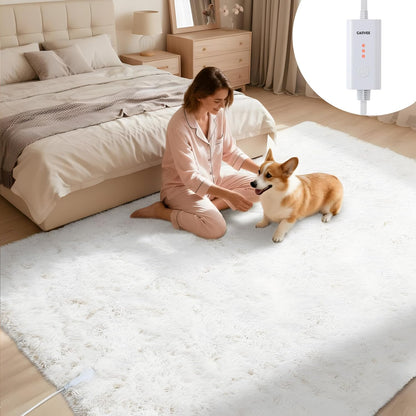 4x6 ft Electric Heated Floor Mat, Soft Plush Foot Warmer Area Rug, Grey