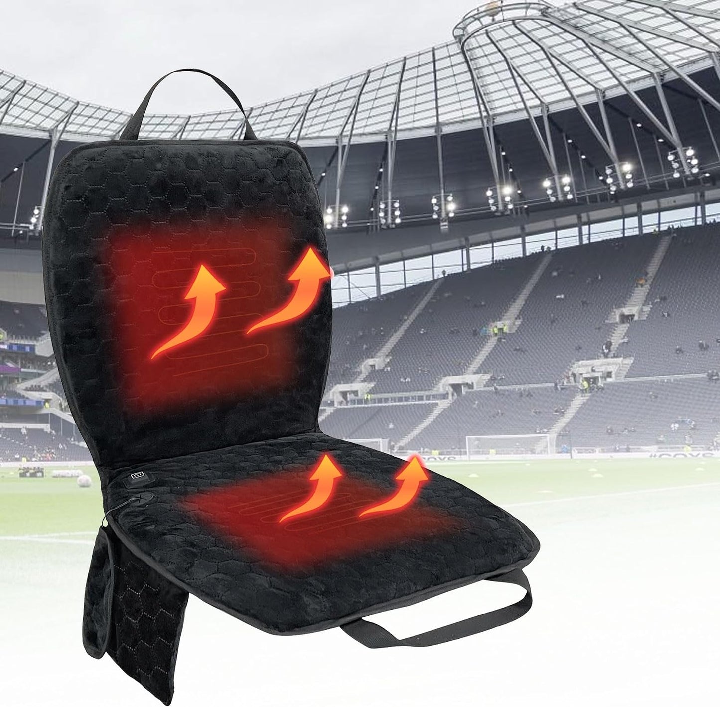 Portable Heated Seat Cushion (No Power Bank) - Premium Heated Camping Chair Pad, Foldable Heated Stadium Seat for Bleachers, USB Powered for Sports & Concerts - Grey