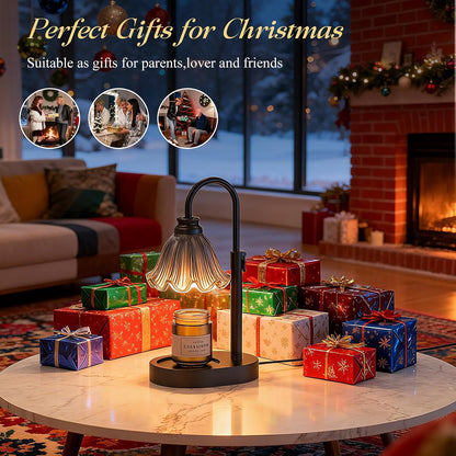 Flower Candle Warmer Lamp,Adjustable Timer & Dimmer(Green) | Adjustable height fits jars. Timer & dimmer safe melt. 2 bulbs & heat-proof base. Perfect for bedroom, office, or gifting.