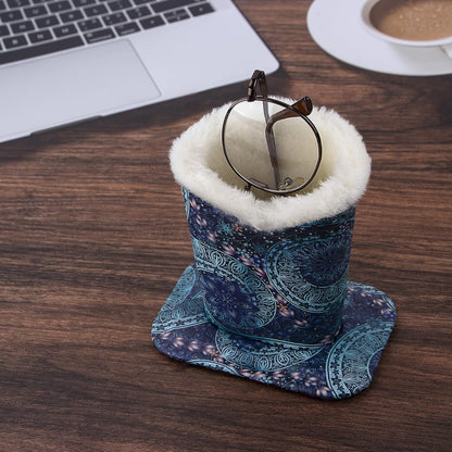Plush Fluffy Lined Anti-scratch Eyeglasses Holder Protective Glasses Stand Case