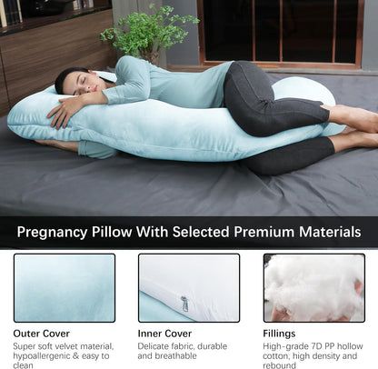 MOON PARK Pregnancy Pillows for Sleeping - 57 Inch U Shaped Full Body Maternity Pillow with Removable Cover - Support for Back, Legs, Belly, Hips - Pregnancy Pillow for Women - Grey