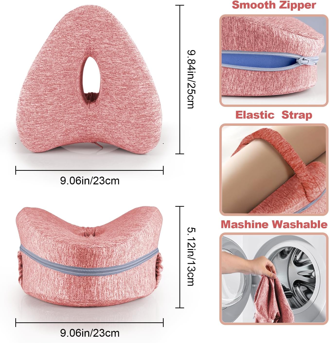 Knee Pillow for Side Sleepers, Leg Pillow for Sleeping, Knee Pillow with Strap, Alignment Pillow Between Legs, Suitable for Relieving Leg, Back & Knee Pain, Machine Washable (Blue)