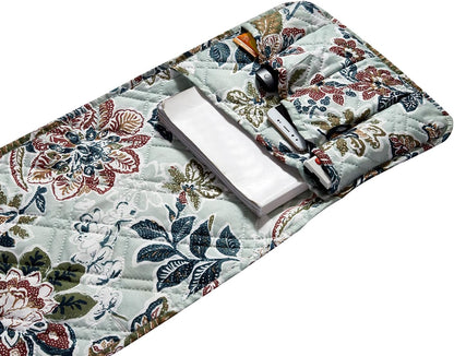 Brilliant Sunshine Burgundy Toile Floral Couch Armrest Cover, 35"×13" | Washable Magazine Holder, Armrest Organizer & Caddy on Sofa, Recliner, Armchair, Storage for Remote Controls, Phone, iPad