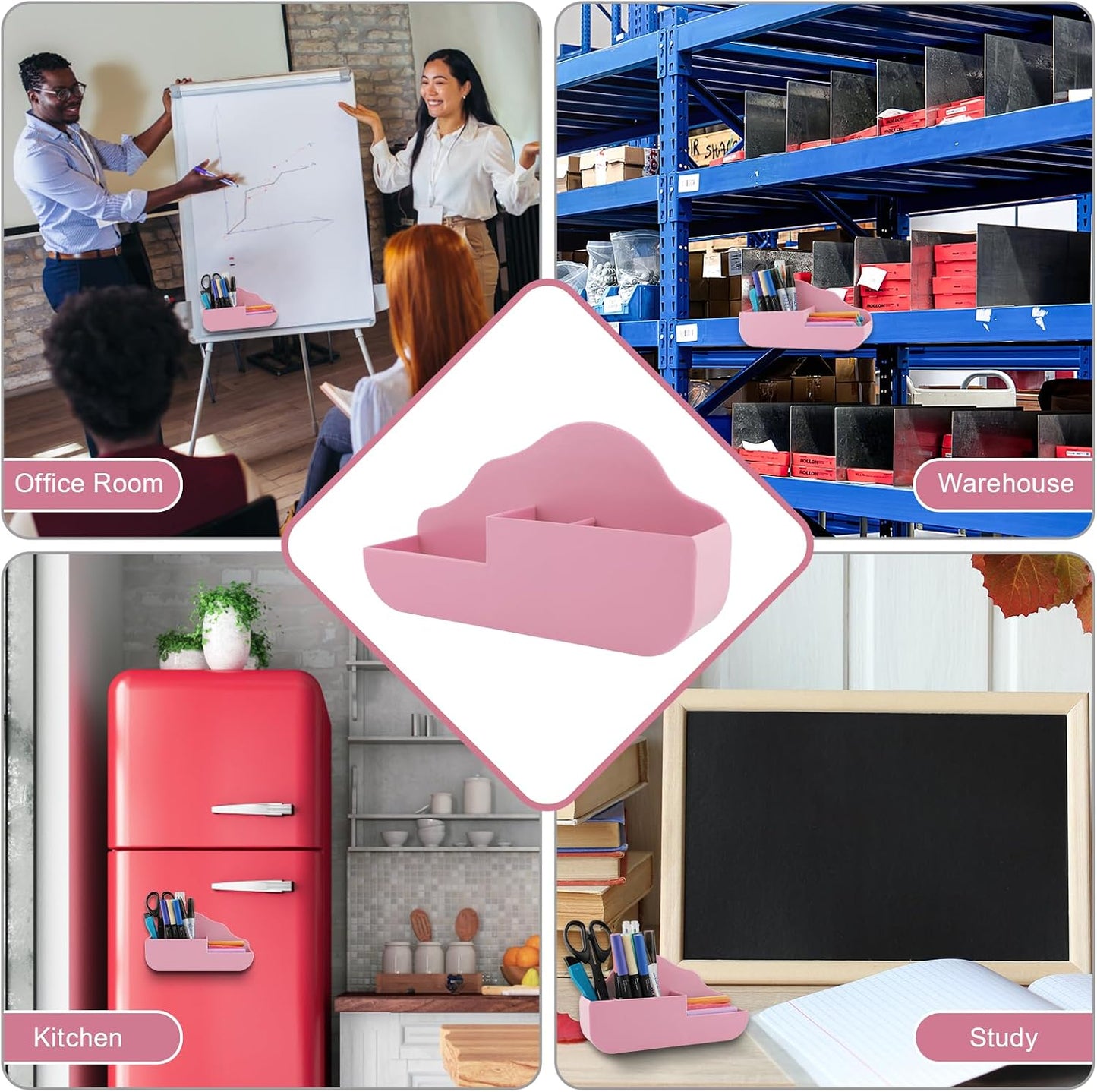 KITANIS Magnetic Pen Holder,2 Pack Magnetic Dry Erase Marker Holder with Generous Compartments,Strong Magnet Storage Marker Pen Pencil Organizer for Refrigerator,Whiteboard,Locker Accessories