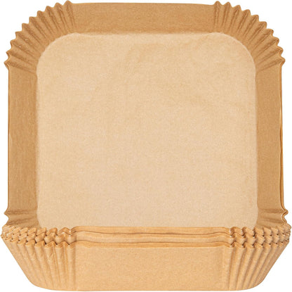 Restaurantware-Pastry Tek 8.1 x 5.5 x 1.8 Inch Air Fryer Liners, 100 Rectangle Air Fryer Baskets - No-Stick Silicone Coating, Unbleached, Food-Grade Paper Liners, For Steamer, Microwave, Oven