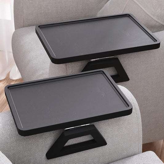 2 Pack Bamboo Couch Arm Tray,Folding Sofa Armrest Table（Natural） | Clip-On Couch Desk,Foldable, high load-bearing, Non-slip, no assembly，easy to wipe clean，Natural bamboo,Gift box