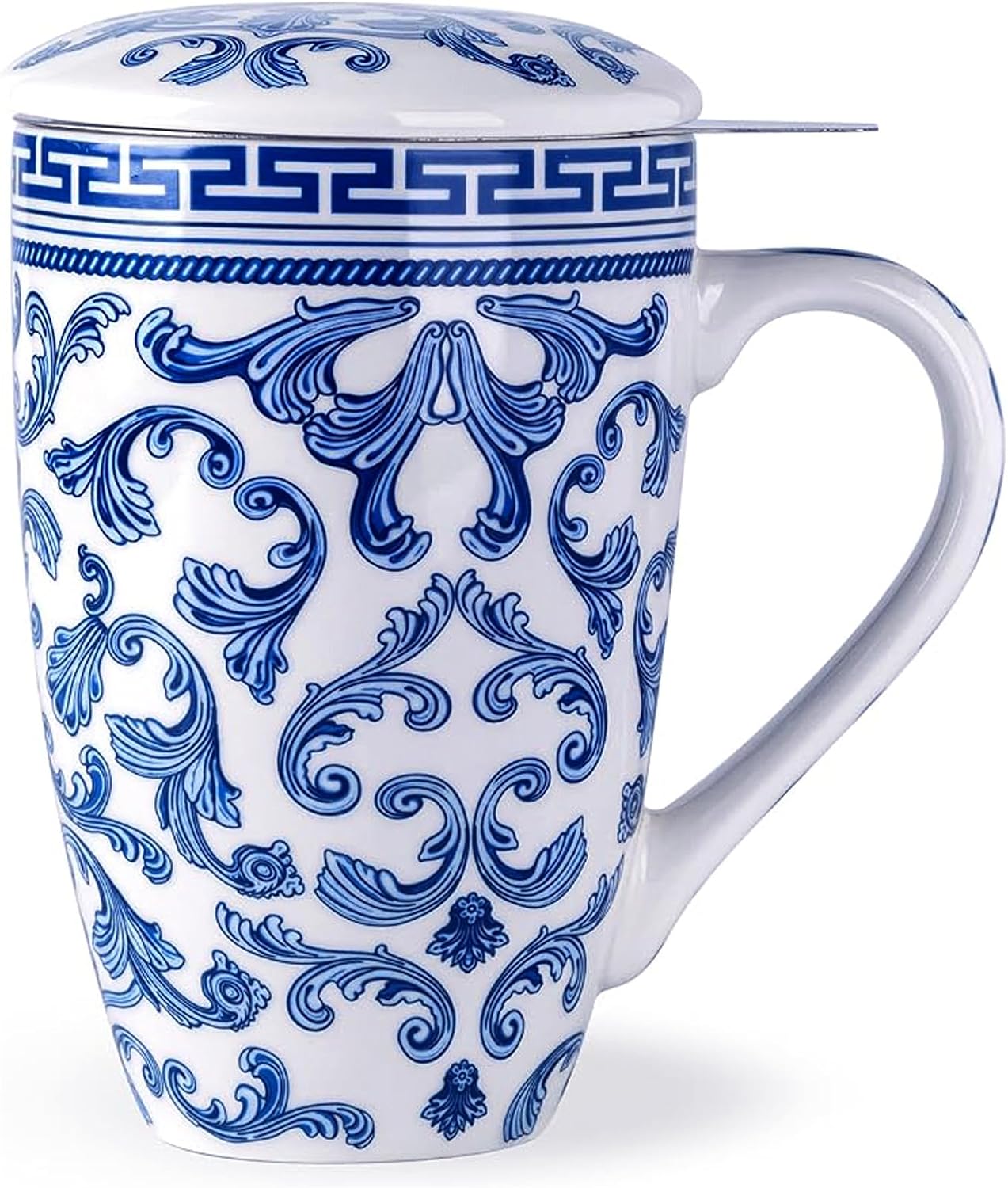 AmorArc Tea Cup With Infuser and Lid, 18oz Loose Leaf Tea Mug With Steeper | Porcelain Tea Mug With Infuser and Lid, Strainer Tea Cup for Tea Lovers, Home & Office, Housewarming Birthday Gift