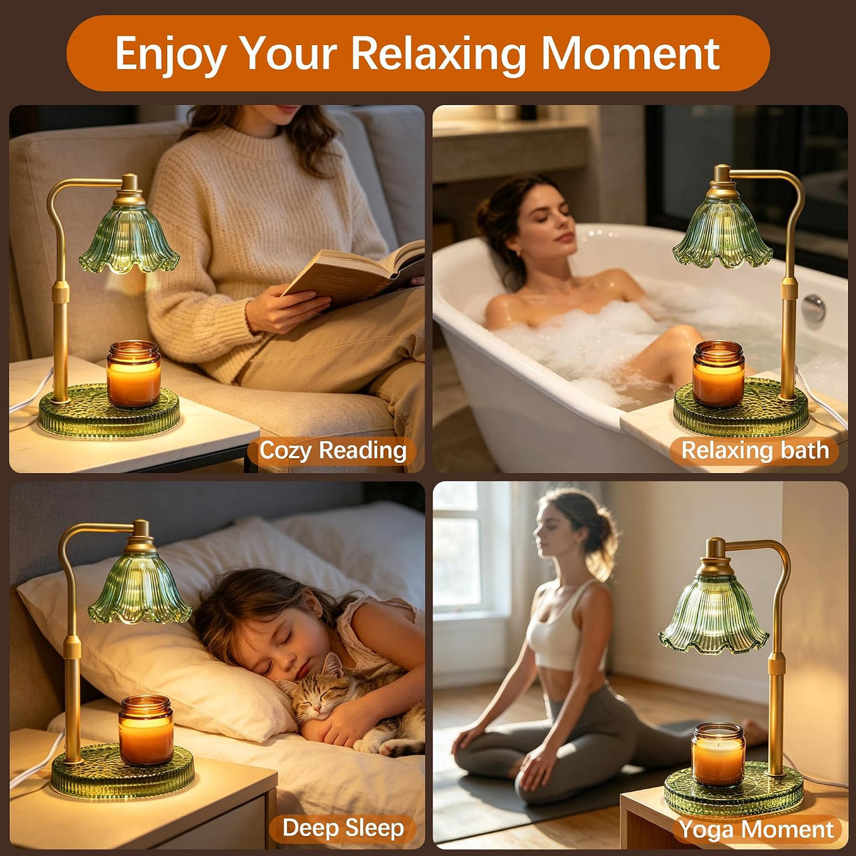Candle Warmer Lamp with Timer and Dimmer, Adjustable Height Design