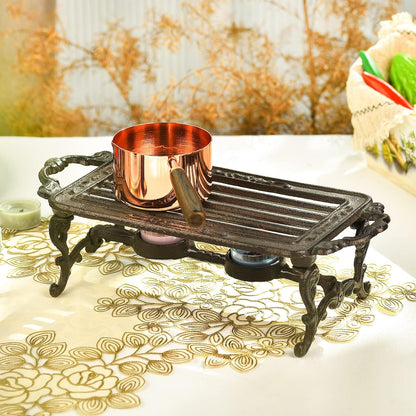Sungmor Cast Iron Teapot Warmer - Rustic Design with Tealight Holder | Heavy Duty & Decorative Candle Holder Stands for Heat Food Coffee Milk or Tea