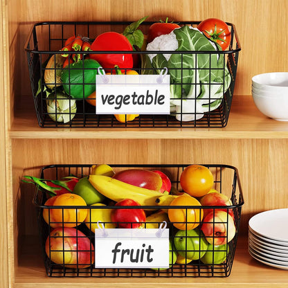 ELEMGULY Basket Label Holders, 40PCS Plastic Basket Label Clips with Easy Button Lock Design, Wire Shelf Label Holder Wire Rack Display Holder Price Sign for Home Market (40pcs Label Paper Included)