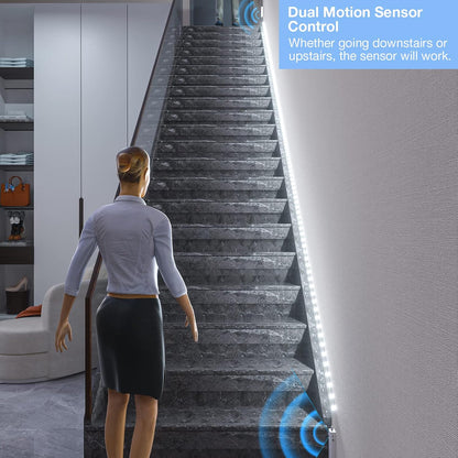 WOBANE Motion Sensor Stair Strip Lights,Rechargeable LED Closet Light,White