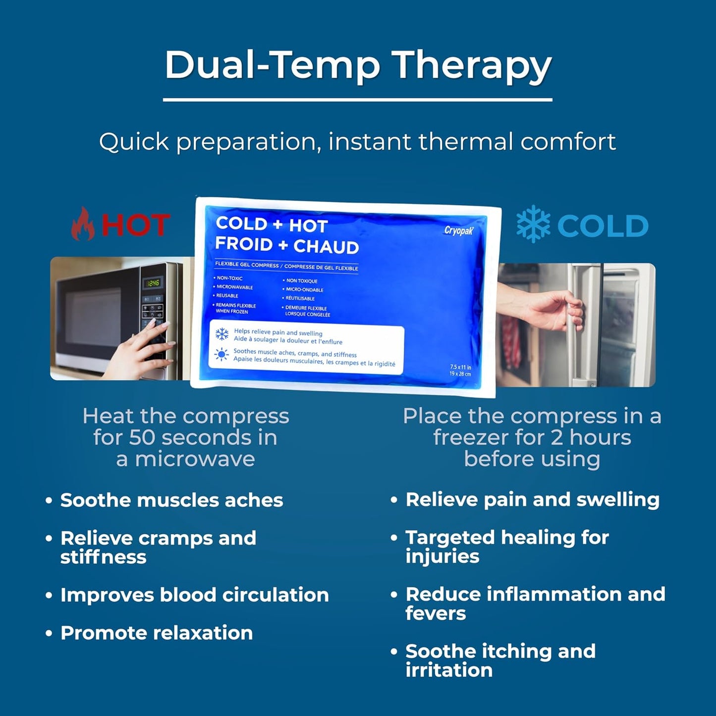 Cold and Hot Therapy Wrap, Black, Latex-Free, Non-Toxic, for Back, Abdomen, Hip, Sports Injury Prevention, Recovery (Back/Abdomen). kit Includes Flexible Gel Compress, Sleeve and Strap.