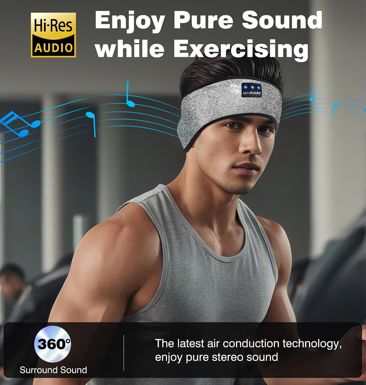 LC-dolida Sleep Headphones Bluetooth 5.4, Headband Headphones Earphones Wireless, Sleep Mask for Gifts,Workout,Jogging,Yoga(Purple)