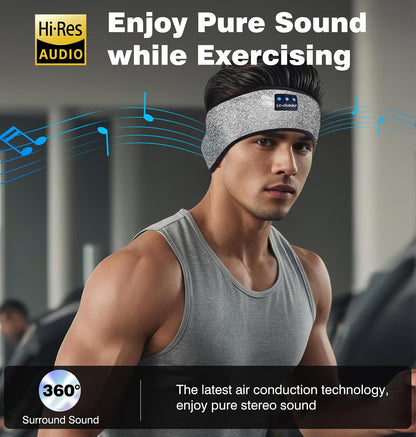 LC-dolida Sleep Headphones Bluetooth 5.4, Headband Headphones Earphones Wireless, Sleep Mask for Gifts,Workout,Jogging,Yoga(Purple)