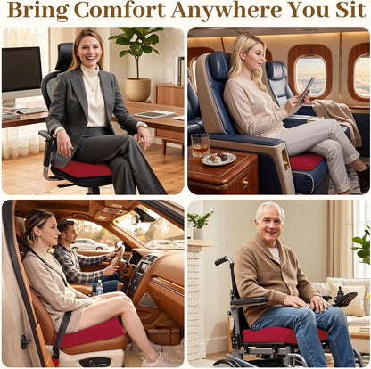 TranquilRelax Memory Foam Seat Cushion for Office Chair, 3-Inch, Black | Medium-firm Support for Long Sitting, Washable Mesh Cover, Non-slip Base, Perfect for Car Seats & Short Drivers