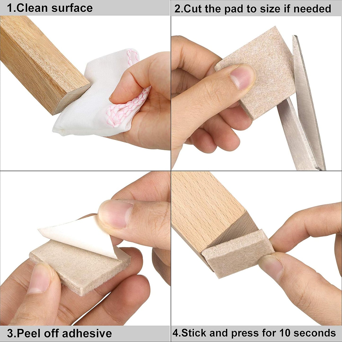 Felt Furniture Pads 300 Pieces, Furniture Pads for Hardwood Floors Black | Self-adhesive felt pads prevent scratches and noise, ideal for chair legs, suitable for hardwood floors and indoor furniture