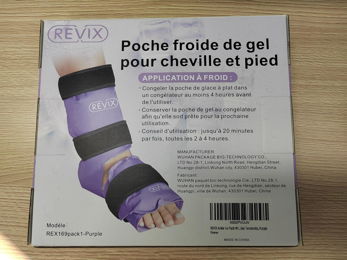 REVIX Ankle Ice Pack Wrap, Reusable Gel Ice Pack for Foot Pain Relief