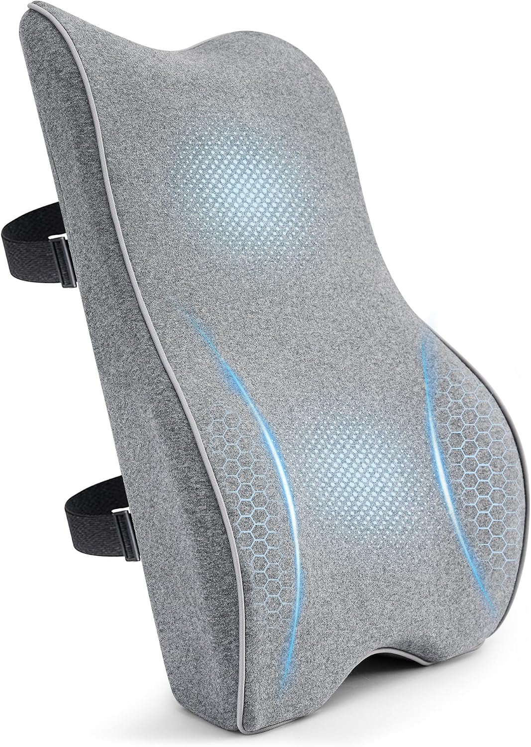 Soft Comfortable Memory Lumbar Support Pillow Back Cushion for Offic | Built-In Adjustable Straps Secure Reduce Back Soreness Pressure Distribution Breathable Premium Fabric Long-lasting Support