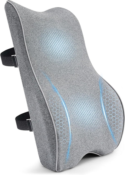Soft Comfortable Memory Lumbar Support Pillow Back Cushion for Offic | Built-In Adjustable Straps Secure Reduce Back Soreness Pressure Distribution Breathable Premium Fabric Long-lasting Support