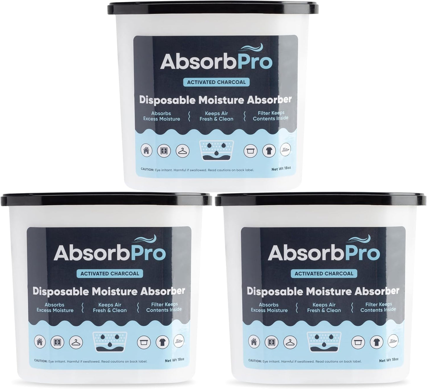 Charcoal Moisture Absorber Tub 18 oz, 3-Pack