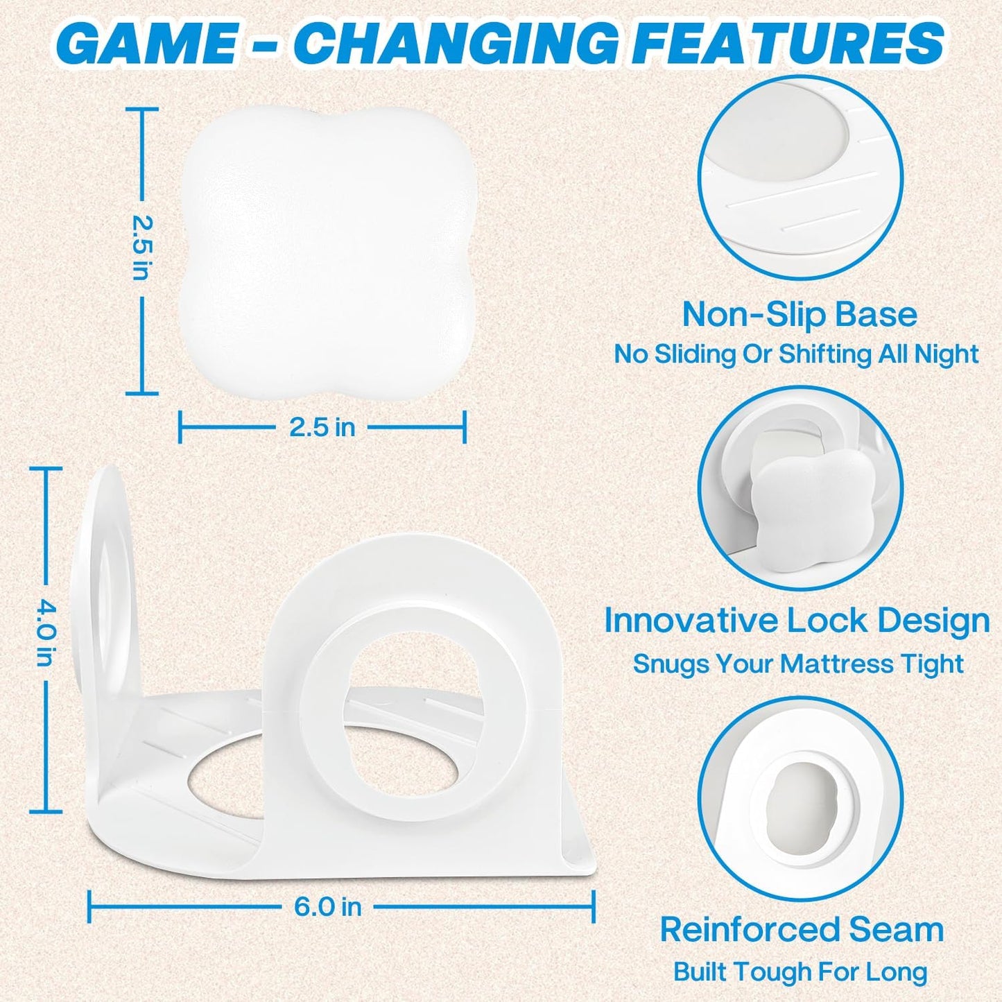 Bed Sheet Holders for Corners - Fitted Sheet Clips with Heavy - Duty Bed Sheet Grippers, Universal Bed Lock Sheet Straps to Stop Slipping, Includes Cloud Sleep Mask & Noise-Canceling Earplugs