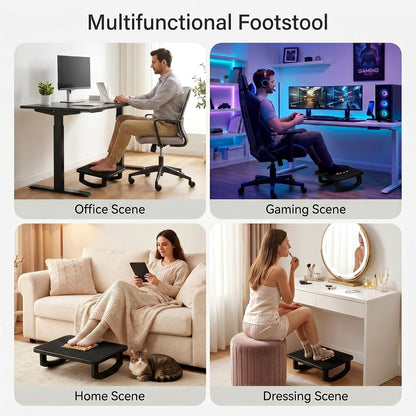 Bamboo Under Desk Foot Rest Foot Stool Rocking Footrest (Nature Semicircle) | Ergonomic Wooden Foot Stool with Non-Slip Surface