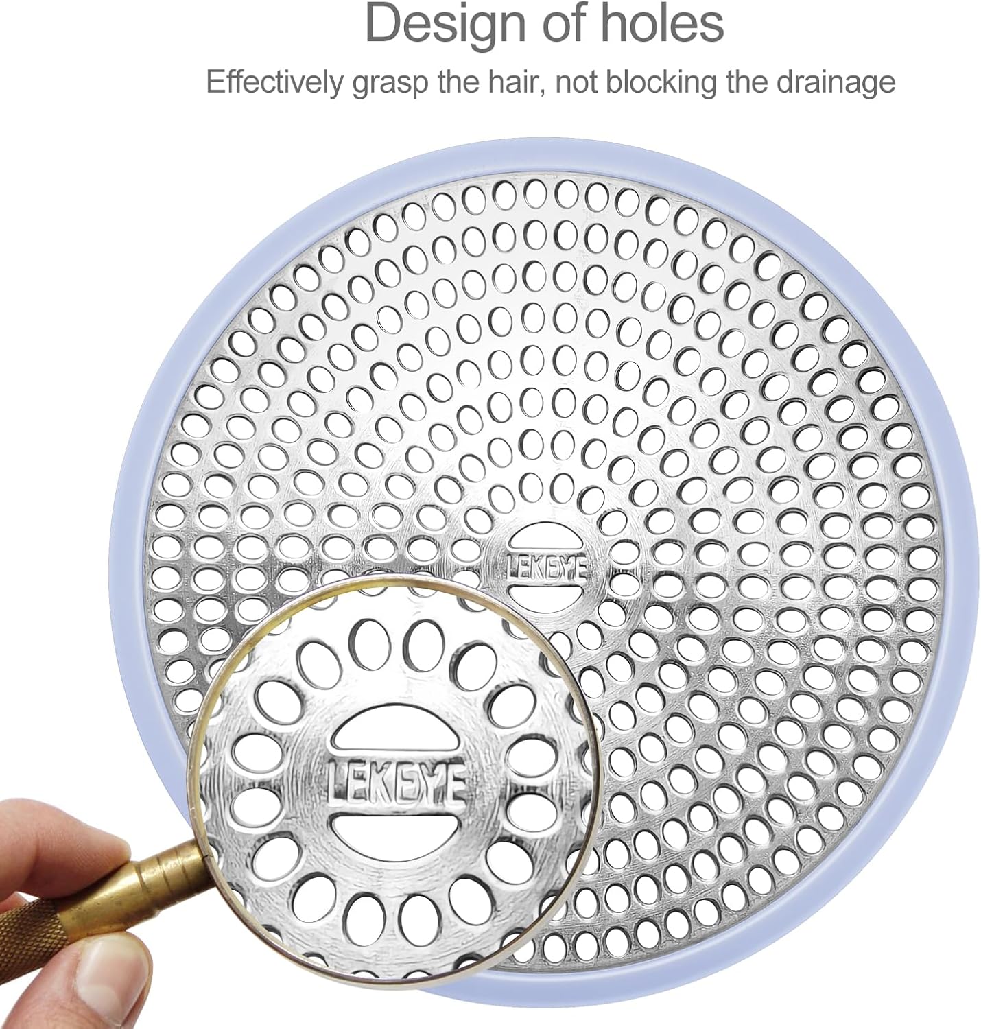 LEKEYE Shower Drain Hair Catcher/Strainer/Stainless Steel and Silicone