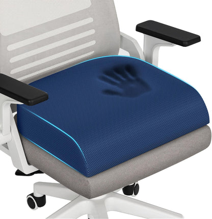 TranquilRelax Memory Foam Seat Cushion for Office Chair, 3-Inch, Black | Medium-firm Support for Long Sitting, Washable Mesh Cover, Non-slip Base, Perfect for Car Seats & Short Drivers